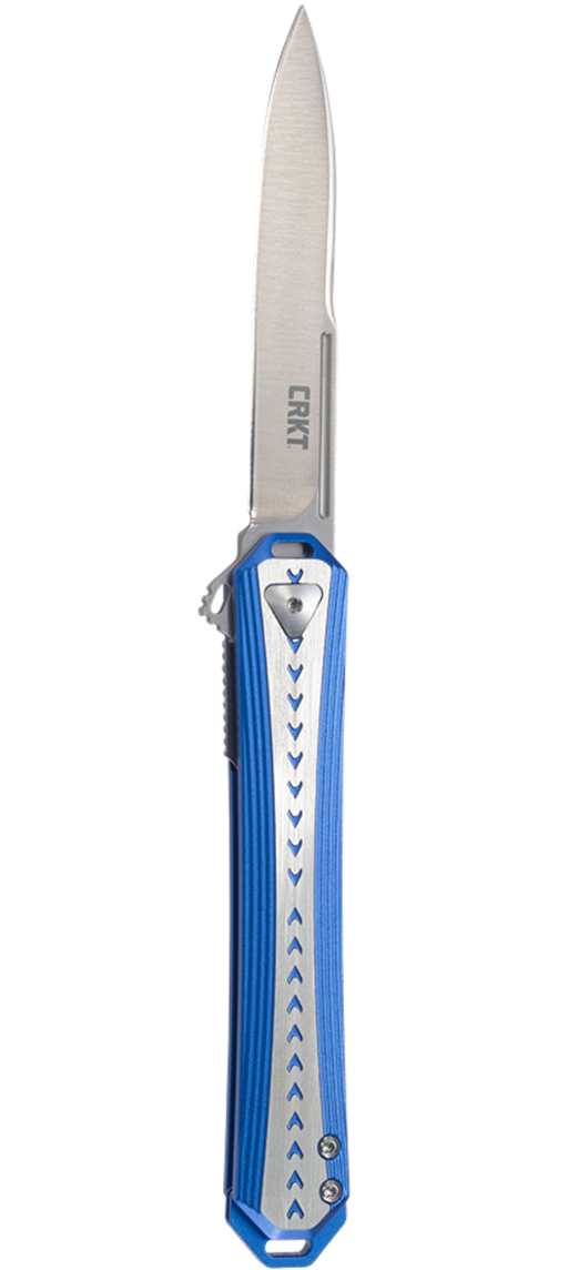 CRKT 6710 Stickler Assisted Flipper Knife 3.38" Sandvik 12C27, Blue & Silver - NORTH RIVER OUTDOORS