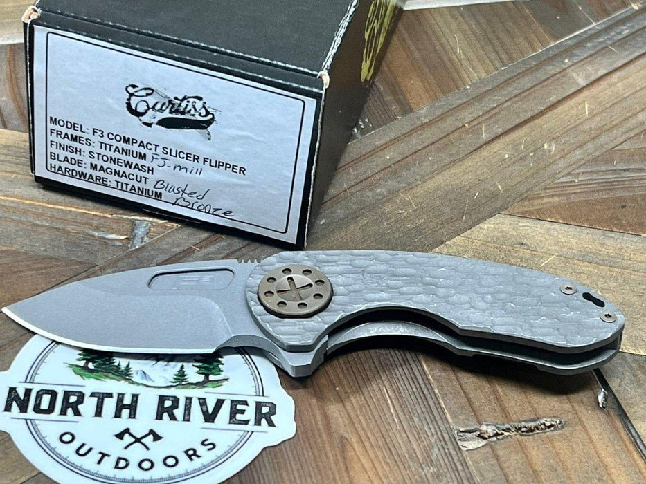 Curtiss F3 Compact Slicer Flipper FJ-Mill Handles SW MagnaCut Blasted Ti Bronze HW (USA) from NORTH RIVER OUTDOORS