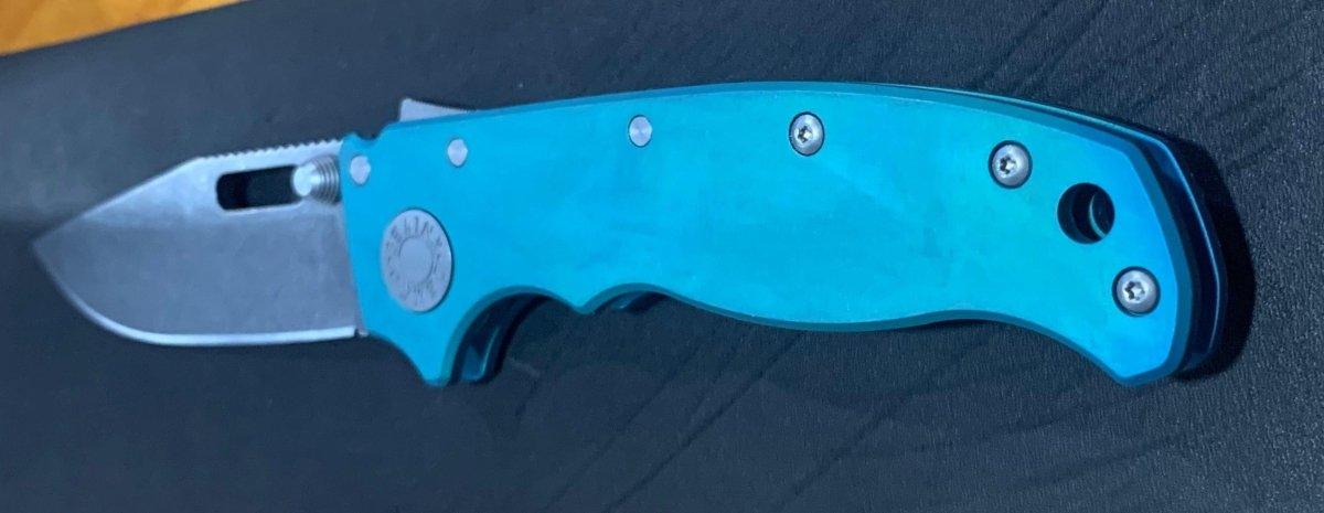 Custom Demko AD20.5 Shark Lock Folding Knife 3" CPM-3V Clip Point Titanium "Morning Blue" from NORTH RIVER OUTDOORS
