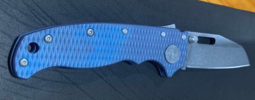Custom Demko AD20.5 Shark Lock Folding Knife 3" CPM-3V Sheepsfoot Textured Titanium "Neptune" from NORTH RIVER OUTDOORS