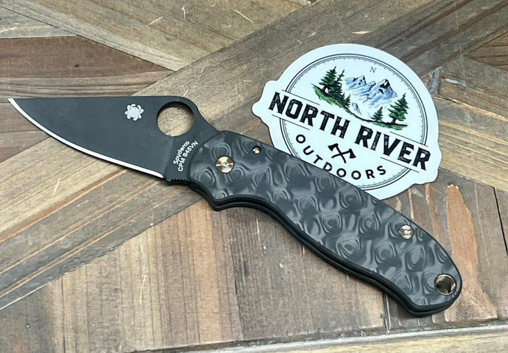 Custom Spyderco Para 3 Knife 3" S45VN Black Blade All Ti Rainbow Drop Carbon Fiber "Black Beauty" from NORTH RIVER OUTDOORS