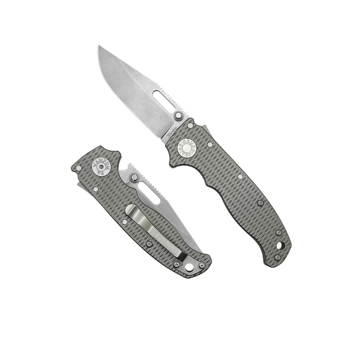 Demko AD20.5 Shark Lock Folding Knife 3" CPM-3V Clip Point Textured Titanium from NORTH RIVER OUTDOORS