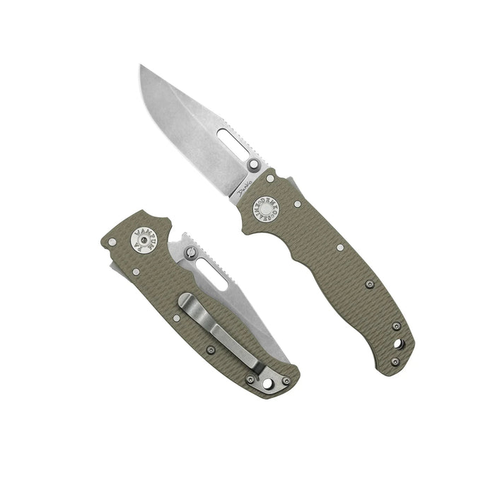 Demko AD20.5 Shark Lock Folding Knife 3" S35VN Clip Point Tan G10 Handles from NORTH RIVER OUTDOORS