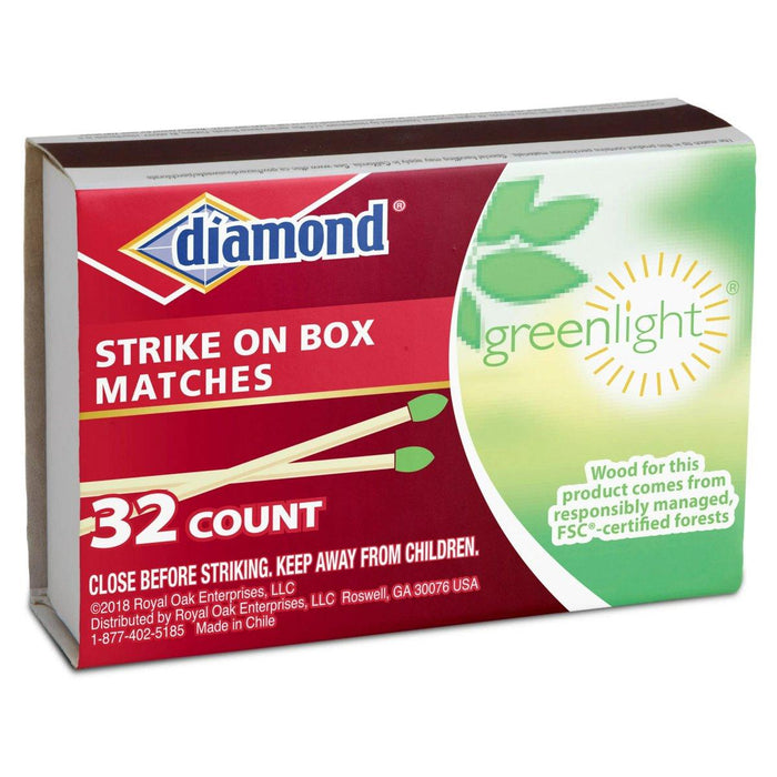 Diamond Green Light Strike On Box Matches, 1 Box 32 Matches Each - NORTH RIVER OUTDOORS