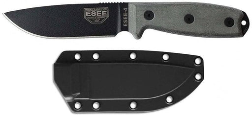 ESEE 4P-B Black Blade Plain Edge, Micarta Handle Black Sheath Clip Plate from NORTH RIVER OUTDOORS