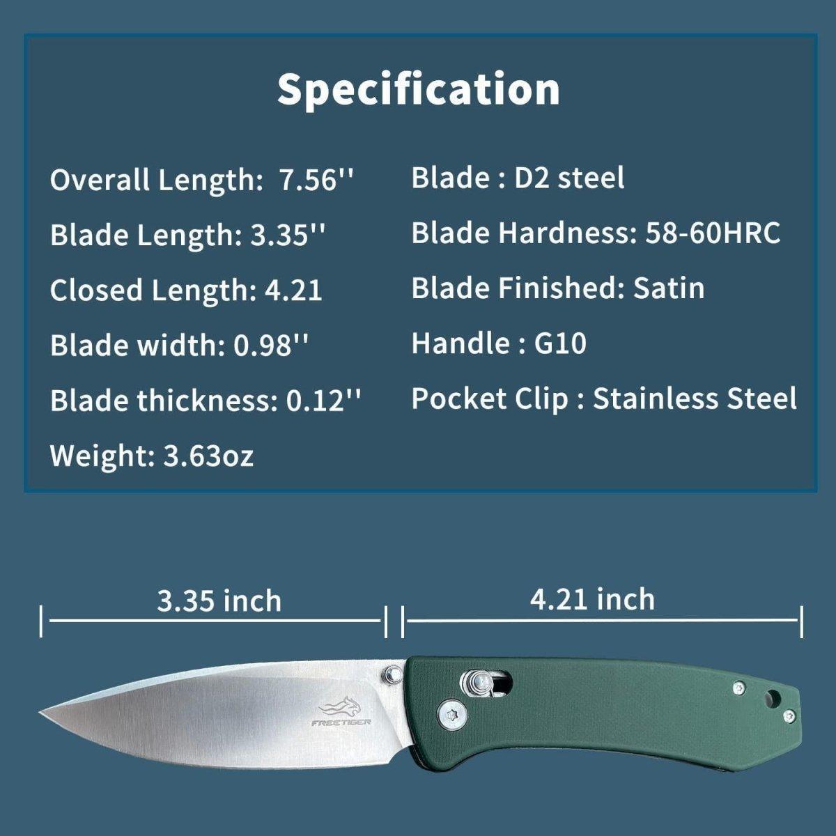 FreeTiger FT2103 Axis Lock Folding Knife D2 3.35" - NORTH RIVER OUTDOORS