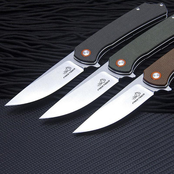 FreeTiger FT956 Flipper Folding Pocket Knife 3.346” D2 Blade Flax Fiber Handle - NORTH RIVER OUTDOORS