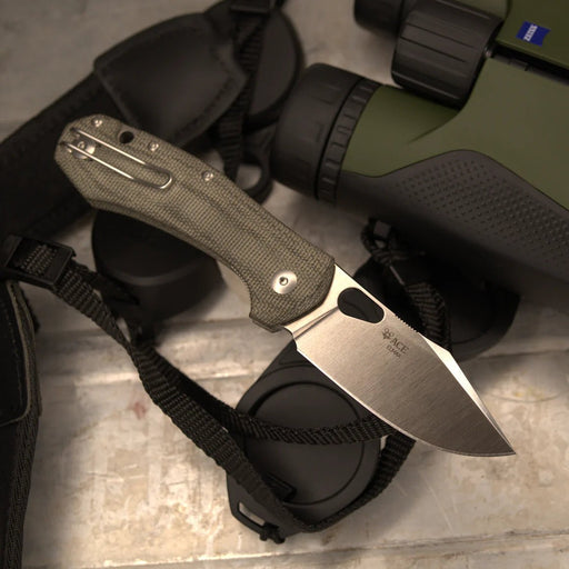 GiantMouse ACE Atelier Folding Knife 2.875" Elmax Satin Green Micarta Handles (Italy) from NORTH RIVER OUTDOORS