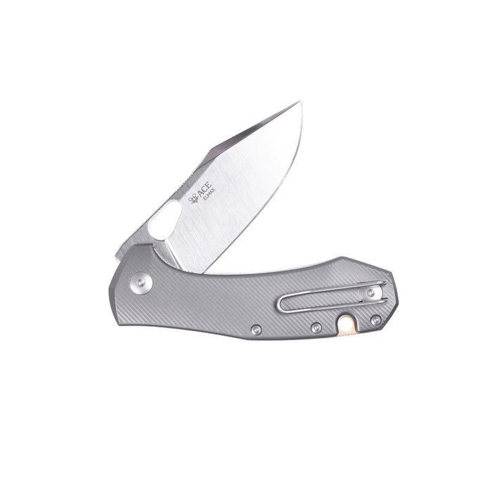 GiantMouse ACE Atelier Folding Knife 2.875" Elmax Satin Titanium Handles (Italy) from NORTH RIVER OUTDOORS