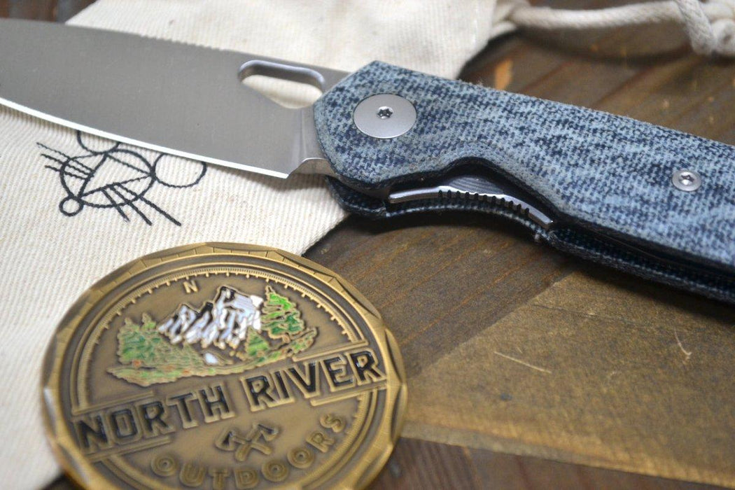 GiantMouse ACE REO Folding Knife 3.325" MagnaCut Stonewashed Drop Point Denim from NORTH RIVER OUTDOORS