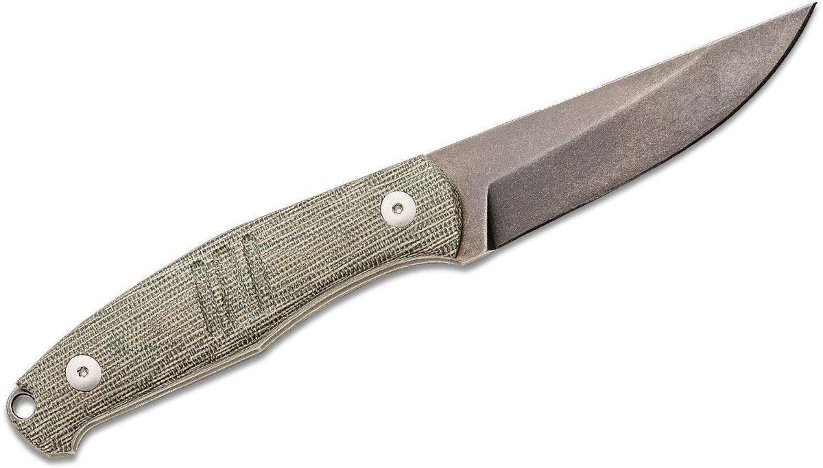 GiantMouse GMF2-P-G Fixed Blade Knife 3.62" N690 Black PVD Stonewashed Drop Point Green Micarta Leather Sheath from NORTH RIVER OUTDOORS