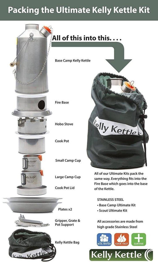 Kelly Kettle Scout Kit 41 oz Stainless Camp Kettle w/ Stove for Fishing, Hunting, Hiking from NORTH RIVER OUTDOORS
