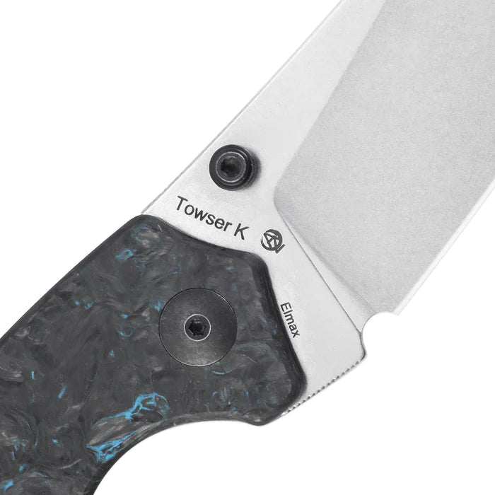 Kizer Azo Towser K Folding Knife 3.4" Elmax Satin Sheepsfoot Dark Matter Blue FatCarbon Handles from NORTH RIVER OUTDOORS