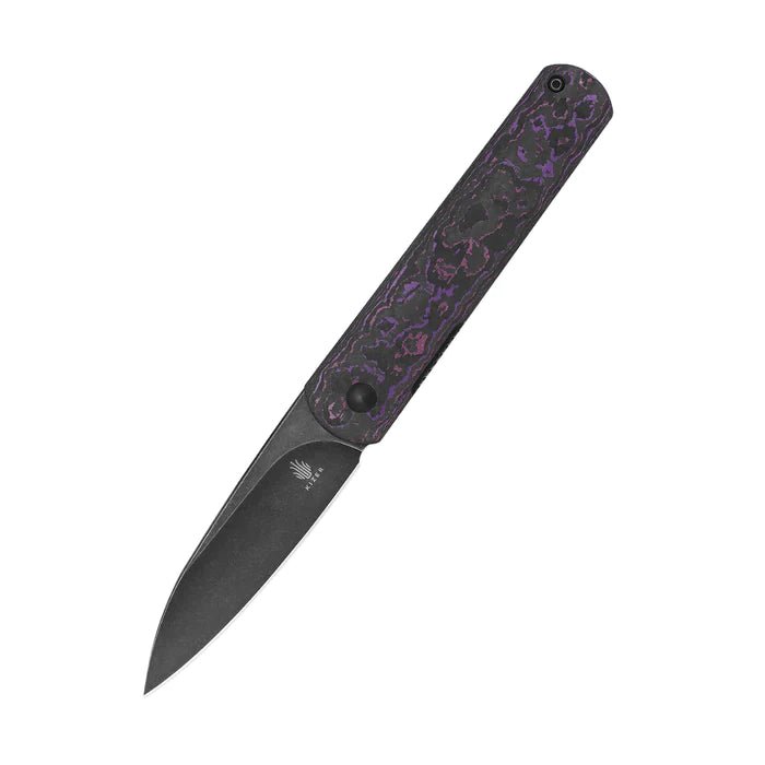 Kizer Feist(XL) Front Flipper Knife 3.35" CPM-20CV Black Stonewashed Purple Haze FatCarbon Handles from NORTH RIVER OUTDOORS
