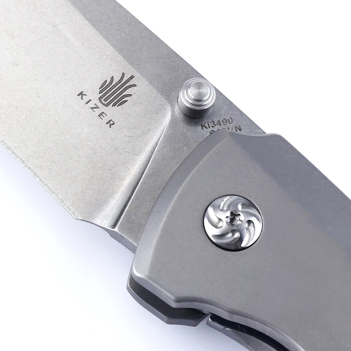 Kizer Ki3490 Ulrich Hennicke Task I Folding Knife 3.2" S35VN Drop Point Blade Ti Handles from NORTH RIVER OUTDOORS