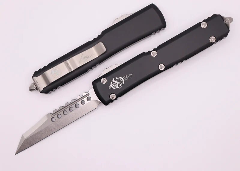 Microtech 119W-10S Signature Ultratech Warhound Auto 3.46" Stonewashed Wharncliffe Blade from NORTH RIVER OUTDOORS