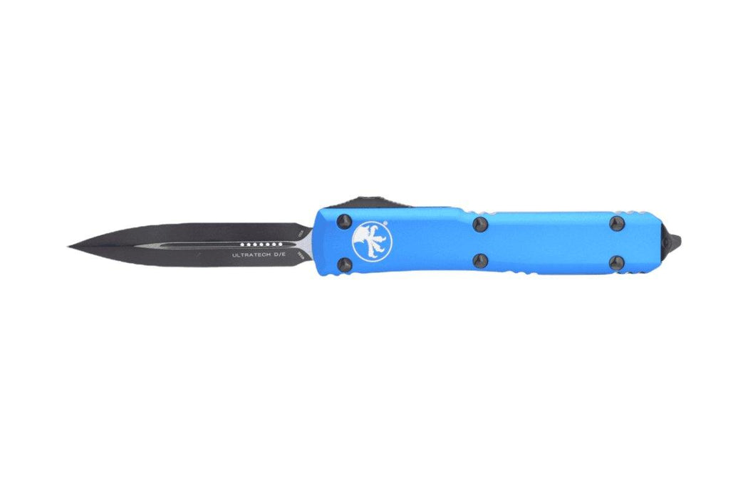 Microtech 122-1BL Ultratech Auto OTF 3.46" Black D/E Blue Handles from NORTH RIVER OUTDOORS