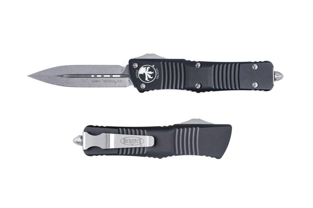 Microtech 142-10 Combat Troodon Auto OTF Knife 3.75" Stonewashed Double Edge - NORTH RIVER OUTDOORS