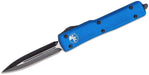 Microtech 147-1BL UTX-70 Auto Black D/E Blade Blue Handle Knife from NORTH RIVER OUTDOORS