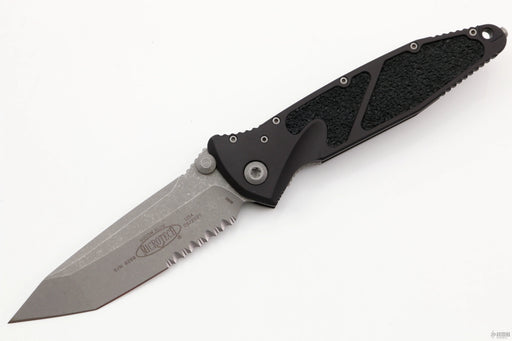 Microtech 161-11AP SOCOM Elite T/E Manual Black Handle - Apocalyptic Blade - Partial Serrations from NORTH RIVER OUTDOORS