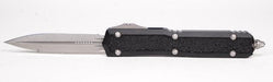 Microtech 206-10S Makora OTF Auto 3.3" Stonewashed Double Edge with Black Traction Inlays from NORTH RIVER OUTDOORS