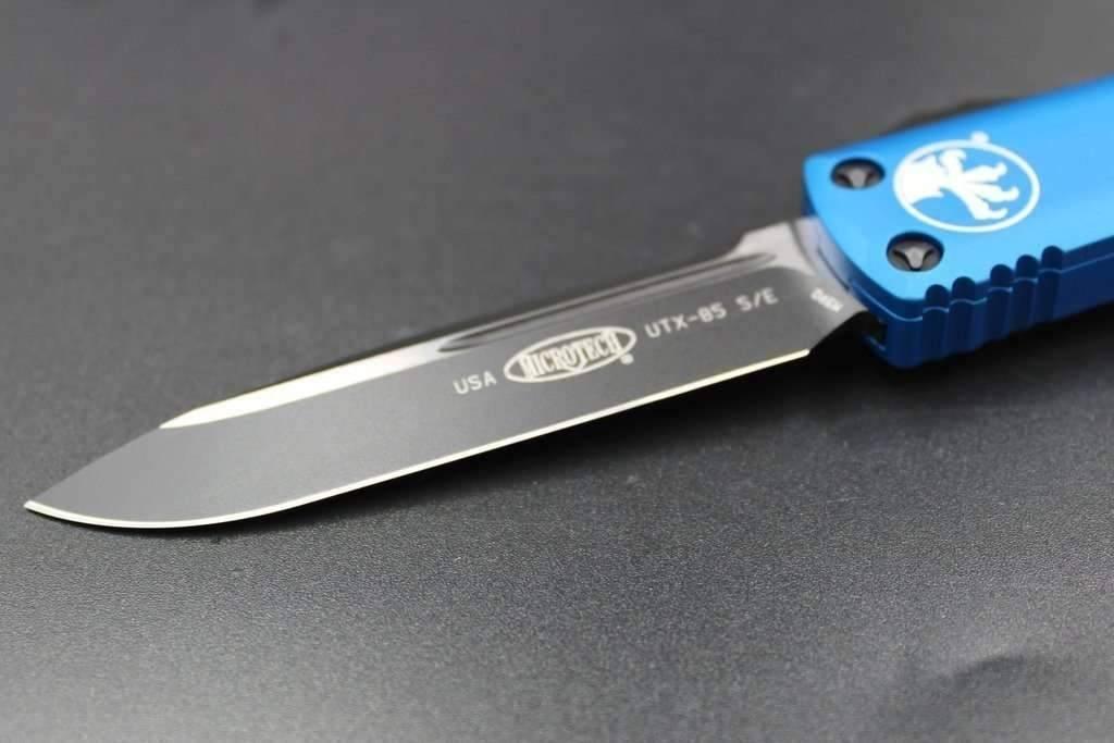 Microtech 231-1BL UTX-85 S/E Blue Handle Black Blade from NORTH RIVER OUTDOORS