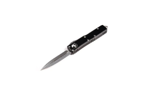 Microtech 232-12 UTX-85 D/E Black Handle Full Serrations Blade from NORTH RIVER OUTDOORS