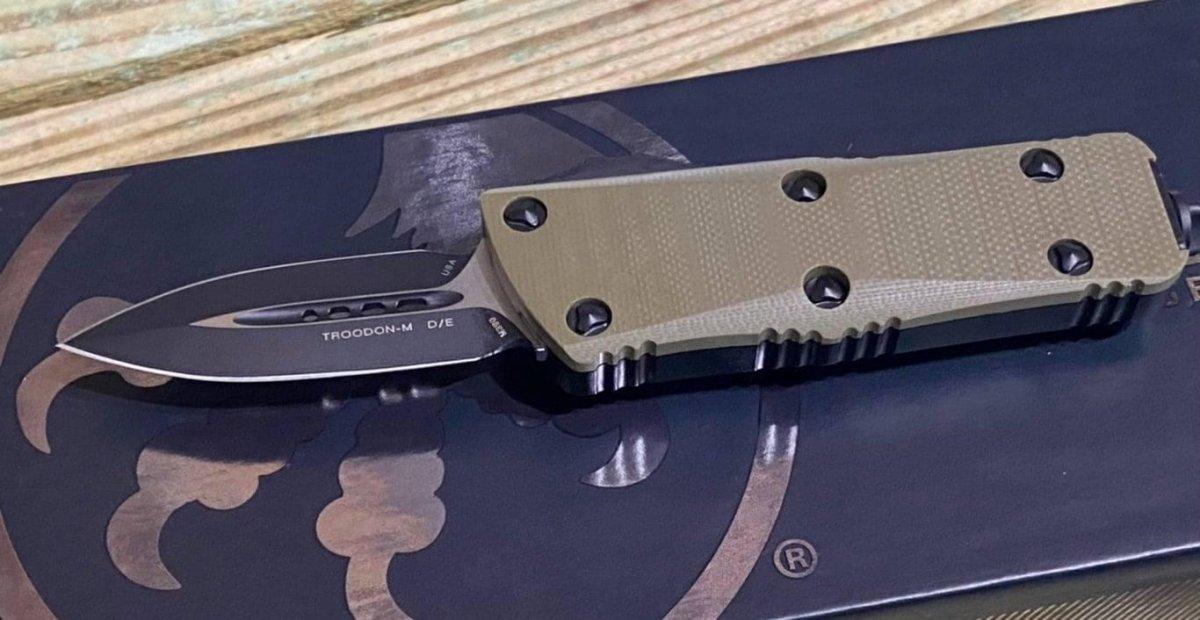 Microtech 238-1GTODS Troodon Mini 1.99" D/E SS OD GREEN G10 OTF Auto Knife - NORTH RIVER OUTDOORS