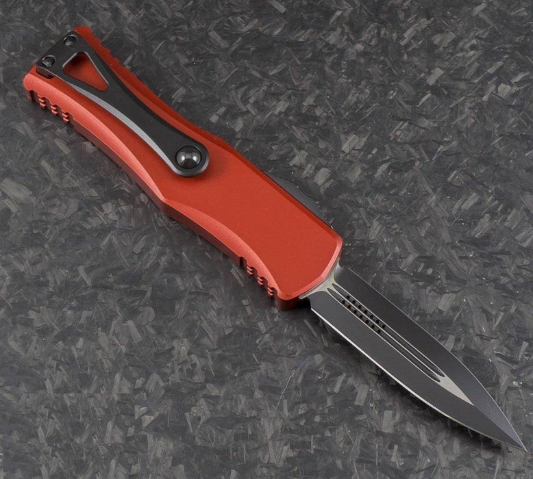 MICROTECH 702-1RD HERA D/E BLACK STD RED HANDLES from NORTH RIVER OUTDOORS