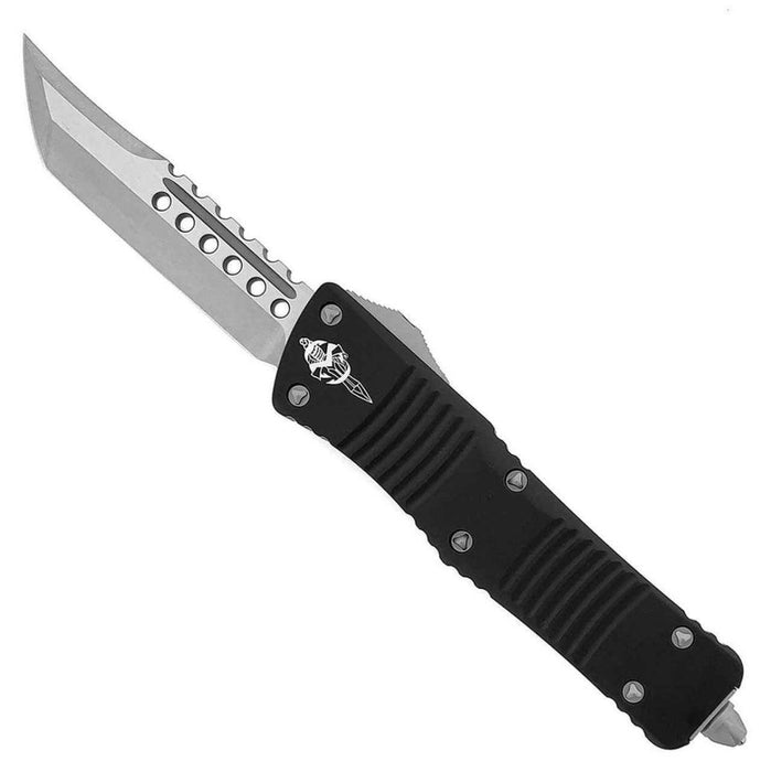 Microtech Combat Troodon Hellhound Tanto OTF Black (3.8" Stonewash) 219-10S from NORTH RIVER OUTDOORS