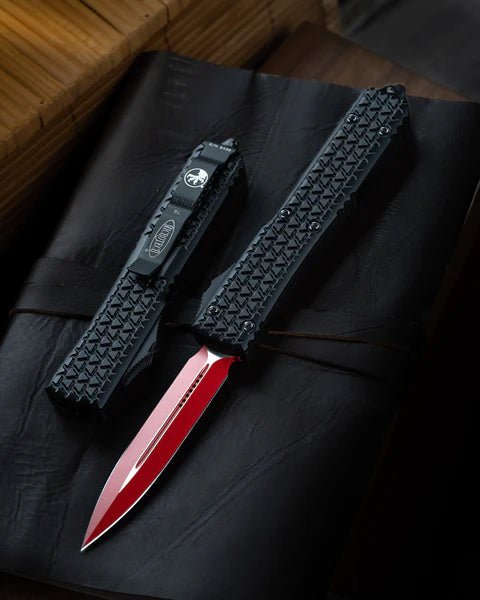 Microtech Sith Lord Ultratech 122-1 SL OTF 3.46" Red Double Edge Plain Blade from NORTH RIVER OUTDOORS