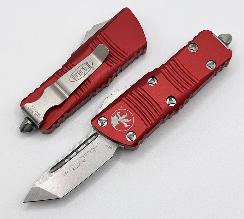 Microtech Troodon Mini 240-10RD Tanto Stonewash Red Handles - NORTH RIVER OUTDOORS