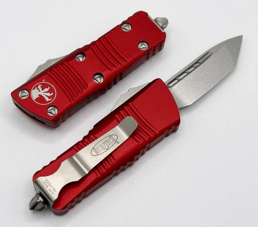 Microtech Troodon Mini 240-10RD Tanto Stonewash Red Handles from NORTH RIVER OUTDOORS