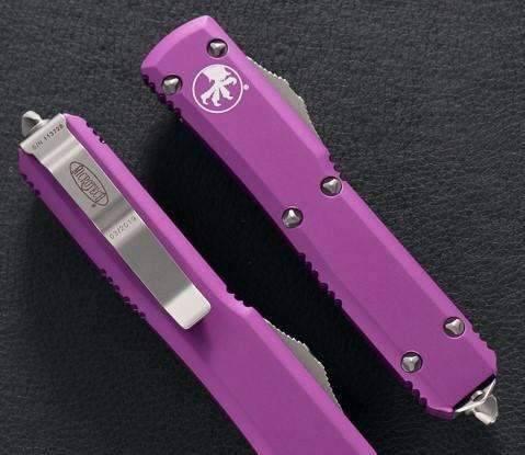 Microtech Ultratech D/E 122-6VI Satin Full Serrated Violet Knife from NORTH RIVER OUTDOORS