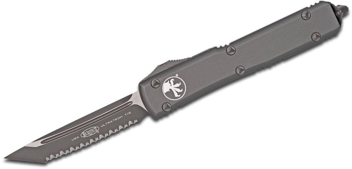 Microtech Ultratech Tactical Auto OTF 3.46" Fully Serrated Black Tanto Blade, - NORTH RIVER OUTDOORS