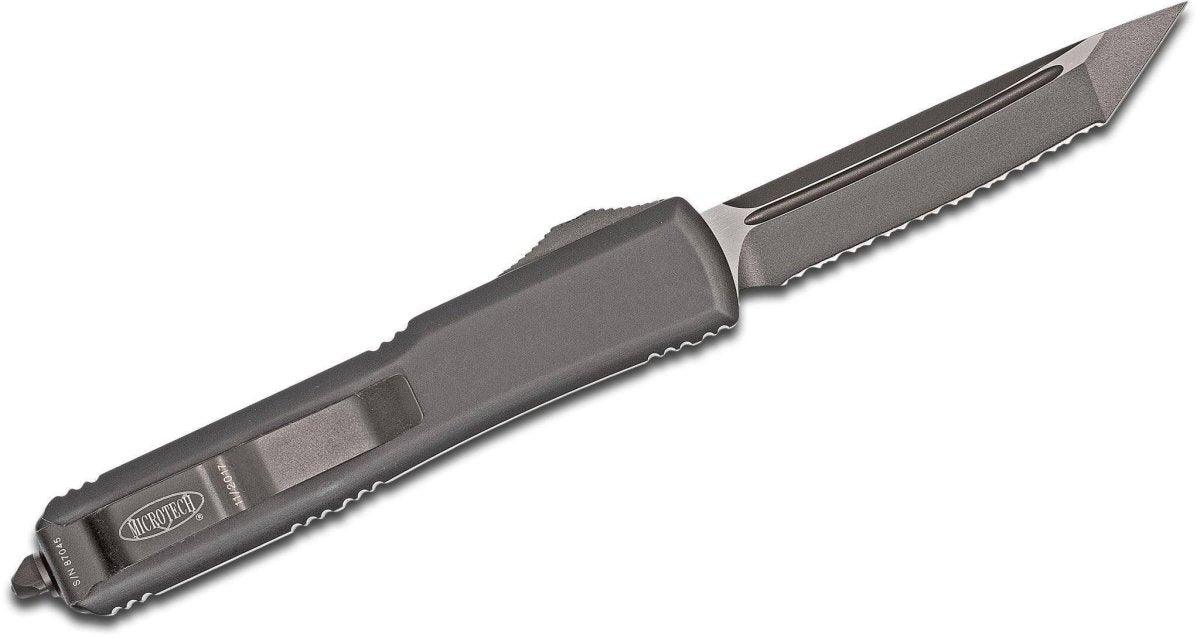 Microtech Ultratech Tactical Auto OTF 3.46" Fully Serrated Black Tanto Blade, - NORTH RIVER OUTDOORS