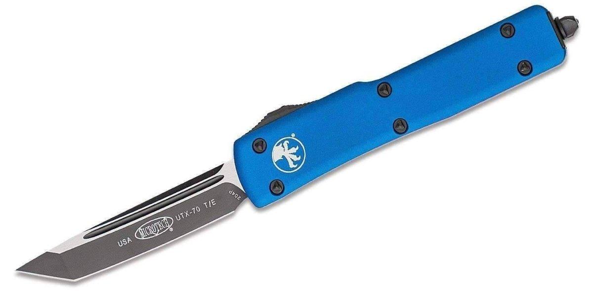 Microtech UTX-70 T/E - Blue Handle - Black Blade 149-1BL from NORTH RIVER OUTDOORS