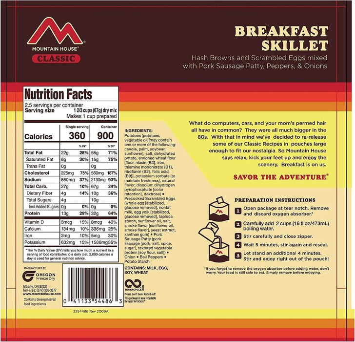 Mountain House Classic Breakfast Skillet Survival & Emergency Food (2 Servings) from NORTH RIVER OUTDOORS