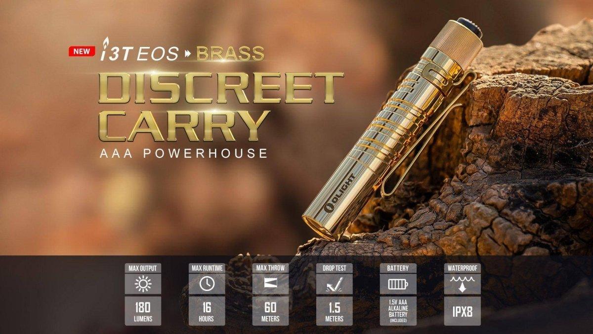 Olight i3T EOS Brass Flashlight (Limited Edition) from NORTH RIVER OUTDOORS