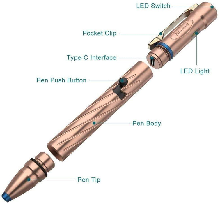 OLIGHT OPEN 2 Cu 120 Lumens USB Rechargeable LED Pen Light, EDC Flashlight (Limited Ed) - NORTH RIVER OUTDOORS