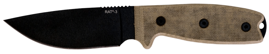 Ontario RAT-3 Survival Knife 3.75" Plain Blade, Micarta - 8665 from NORTH RIVER OUTDOORS