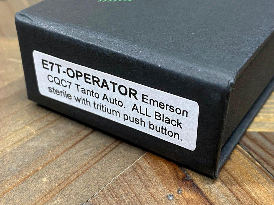 Pro-Tech Emerson E7T Operator Tritium Button Tanto Knife (3.25" Black) from NORTH RIVER OUTDOORS