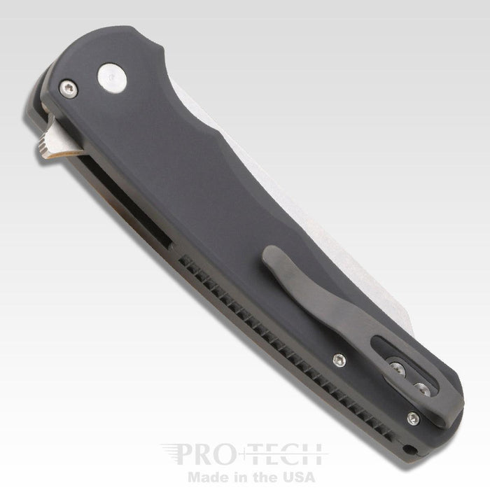 Pro-Tech Malibu Wharncliffe Plunge Lock Flipper Knife Black (3.3" Stonewash) from NORTH RIVER OUTDOORS