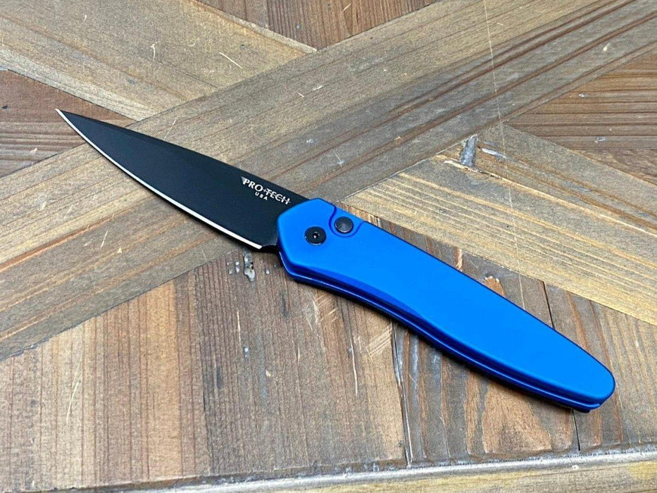 Pro-Tech Newport 3407-BLUE Auto Knife Black (3") (Blue Handle) - NORTH RIVER OUTDOORS