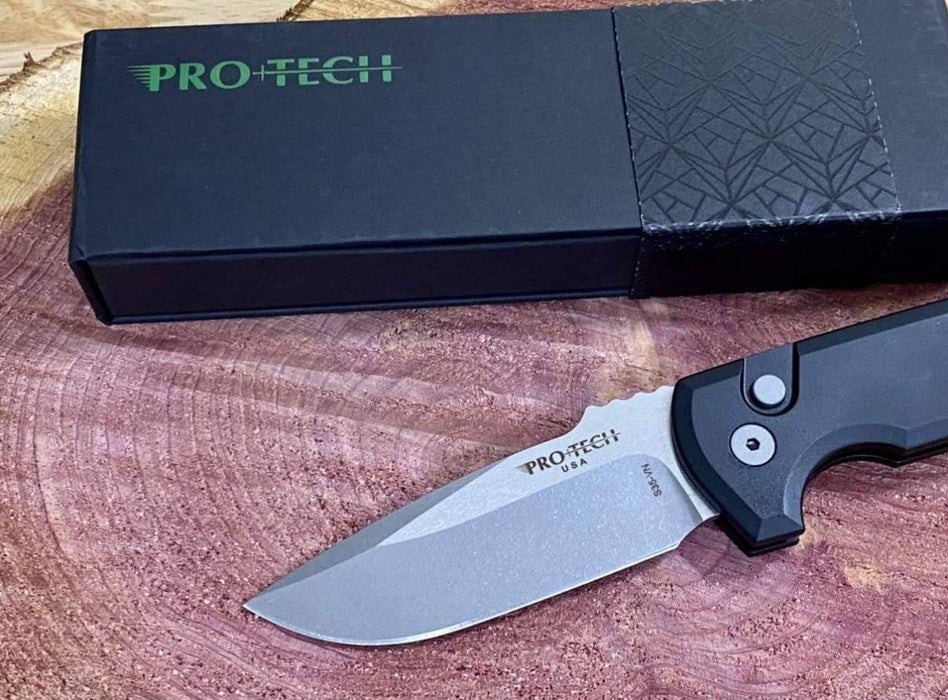 Pro-Tech Rockeye Auto Black Handle, Stonewash S35VN Blade LG301 from NORTH RIVER OUTDOORS