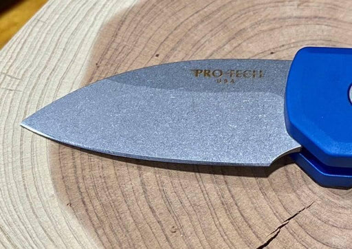 Pro-Tech Runt 5 Blue Handle Stonewash Wharncliffe 20-CV (R5101-Blue) from NORTH RIVER OUTDOORS