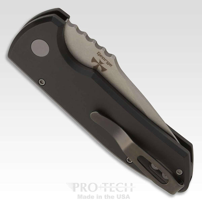 ProTech Les George SBR LG405 Stonewashed Blade Knurled (USA) from NORTH RIVER OUTDOORS