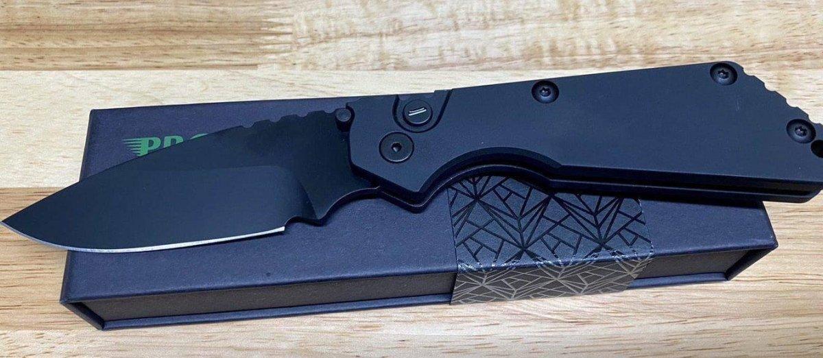 Protech Strider SnG Auto 2403-OP Operator Black W/Tritium Button from NORTH RIVER OUTDOORS