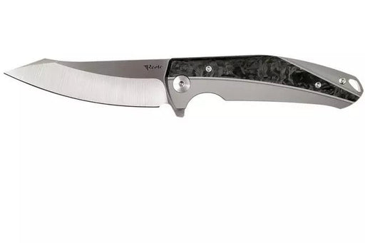Reate K-1 Flipper Knife 3.875" M390 Satin Blade Bronze Titanium Handles with Carbon Fiber - NORTH RIVER OUTDOORS