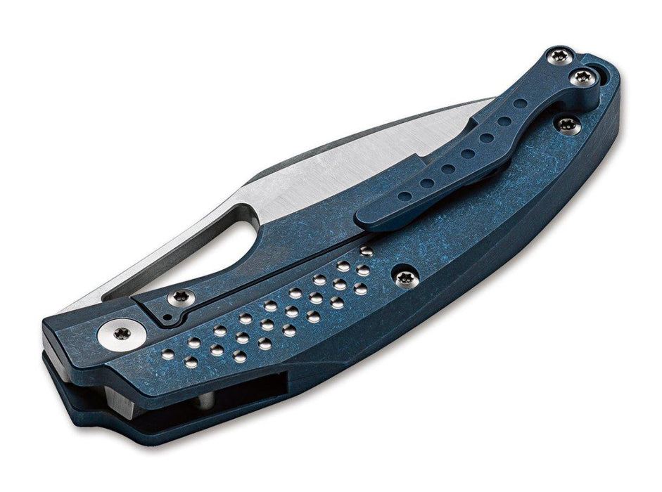 Reate Tashi Bharucha Baby Machine Frame Lock Knife Blue Titanium (3.25" Satin) from NORTH RIVER OUTDOORS